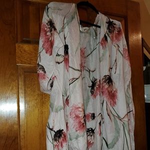 Pink floral Long Kimono